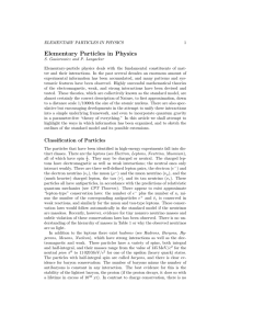 Elementary Particles in Physics