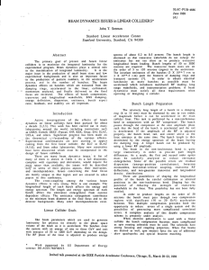 BEAM  DYNAMICS  ISSUES LINEAR  COLLIDERS*