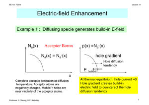 Electric-field Enhancement Example 1 :  Diffusing specie generates build-in E-field N (x)