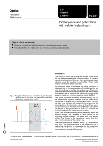 Optics Birefringence and polarization with calcite (Iceland spar) LD