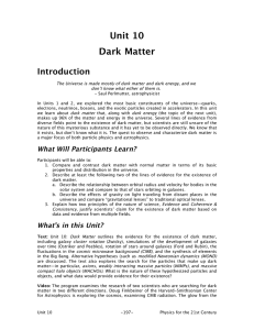 Unit 10 Dark Matter  Introduction