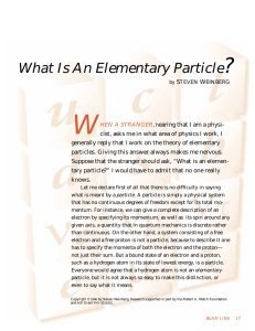 W ? What Is An Elementary Particle