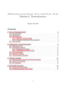 Handout 6. Thermodynamics Contents January 26, 2011