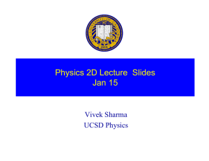 Physics 2D Lecture  Slides Jan 15 Vivek Sharma UCSD Physics