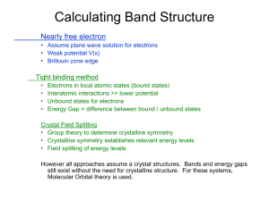 Calculating Band Structure Nearly free electron Tight binding method