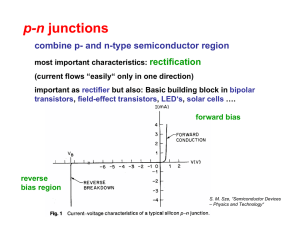 p-n junctions combine p- and n-type semiconductor region rectification