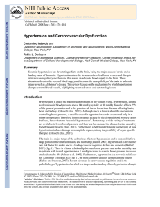 NIH Public Access Author Manuscript Hypertension and Cerebrovascular Dysfunction NIH-PA Author Manuscript