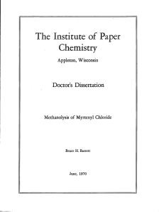 The  Institute  of Paper Chemistry Doctor's  Dissertation Appleton,  Wisconsin