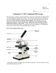 Laboratory Laboratory 5: The Compound Microscope Microscope