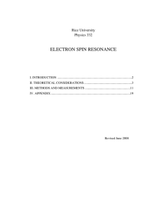 ELECTRON SPIN RESONANCE  Rice University Physics 332