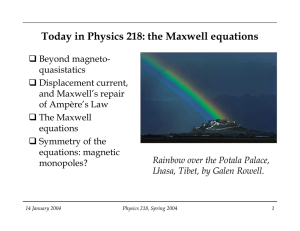 Today in Physics 218: the Maxwell equations