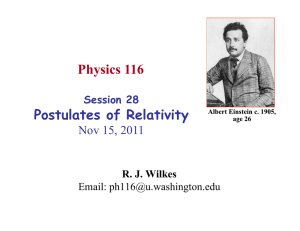 Physics 116  Postulates of Relativity Nov 15, 2011