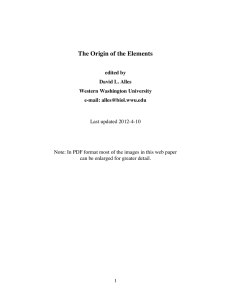 The Origin of the Elements edited by David L. Alles Western Washington University