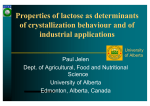 Properties of lactose as determinants of crystallization behaviour and of industrial applications