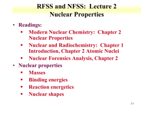 RFSS and NFSS:  Lecture 2 Nuclear Properties