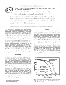 Work Function Engineering of Molybdenum Gate Electrodes by Nitrogen Implantation * Pushkar Ranade,