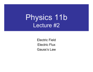 Physics 11b Lecture #2 Electric Field Electric Flux