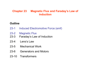 Chapter 23     Magnetic Flux and Faraday’s... induction Outline 23-1     Induced Electromotive Force (emf)