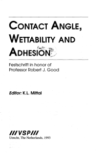 CONTACT ANGLE, WETTABILITY AND IIIVSPM Festschrift in honor of