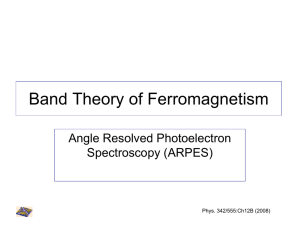 Band Theory of Ferromagnetism Angle Resolved Photoelectron Spectroscopy (ARPES) Phys. 342/555:Ch12B (2008)