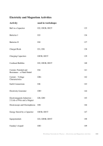 Electricity and Magnetism Activities  Activity used in workshops:
