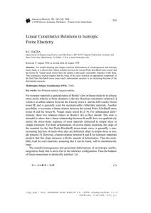 Linear Constitutive Relations in Isotropic Finite Elasticity 243 R.C. BATRA