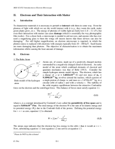 II. Electrons and Their Interaction with Matter