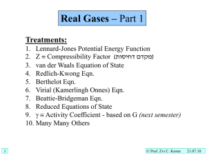 Real Gases – Treatments: