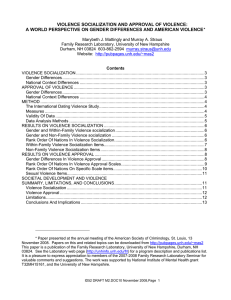 VIOLENCE SOCIALIZATION AND APPROVAL OF VIOLENCE: