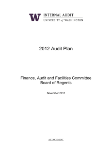 2012 Audit Plan Finance, Audit and Facilities Committee Board of Regents