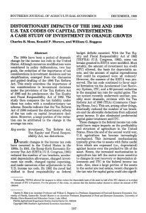 DISTORTIONARY  IMPACTS  OF THE  1982  AND ... U.S.  TAX  CODES  ON CAPITAL  INVESTMENTS: