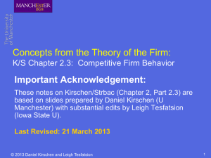 Concepts from the Theory of the Firm: Important Acknowledgement: