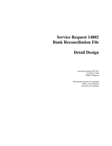 Service Request 14802 Bank Reconciliation File Detail Design