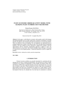 FUZZY ECONOMIC ORDER QUANTITY MODEL WITH RANKING FUZZY NUMBER COST PARAMETERS