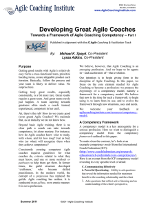 Developing Great Agile Coaches  By:  Michael K. Spayd, Co-President