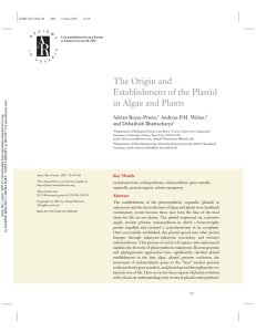 The Origin and Establishment of the Plastid in Algae and Plants Adrian Reyes-Prieto,