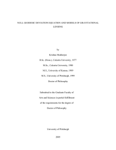 NULL GEODESIC DEVIATION EQUATION AND MODELS OF GRAVITATIONAL LENSING by