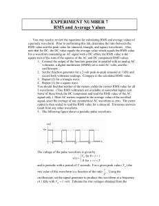 EXPERIMENT NUMBER 7 RMS and Average Values