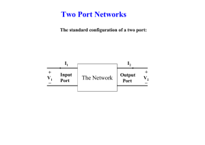 Two Port Networks The Network The standard configuration of a two port: I
