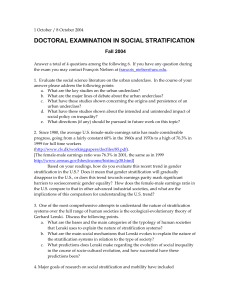 DOCTORAL EXAMINATION IN SOCIAL STRATIFICATION Fall 2004