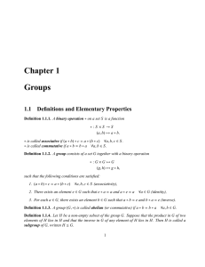 Chapter 1 Groups 1.1 Definitions and Elementary Properties