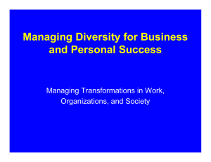 Managing Diversity for Business and Personal Success Managing Transformations in Work,