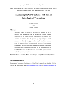 Augmenting the GTAP Database with Data on Inter-Regional Transactions Abstract