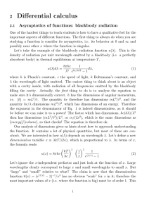 Differential calculus 2 Asymptotics of functions: blackbody radiation