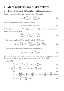 More applications of derivatives 3 Exact &amp; inexact differentials in thermodynamics