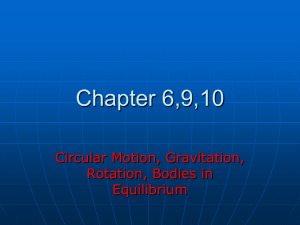 Chapter 6,9,10 Circular Motion, Gravitation, Rotation, Bodies in Equilibrium