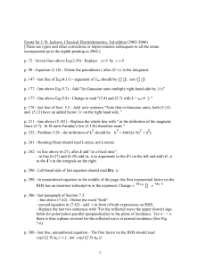 Errata for J. D. Jackson, Classical Electrodynamics, 3rd edition (2002-2006)