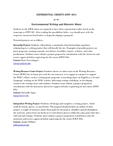 EXPERIENTIAL CREDITS (EWP 401) Environmental Writing and Rhetoric Minor for the