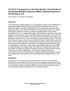 A Call for Transparency in the Food System: Case Studies... Genetically Modified Organism (GMO) Labeling Initiatives in