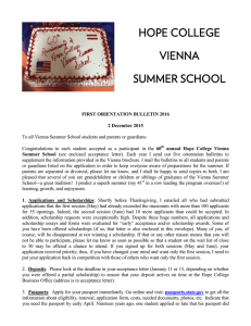 HOPE COLLEGE  VIENNA SUMMER SCHOOL